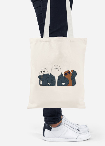 Еко-сумка шоппер Вся правда про ведмедів (We Bare Bears) (92102-2895-BG) бежева MobiPrint Lite (256924851)