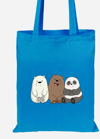 Эко сумка шопер Три медведя (We Bare bears) (92102-1774-BL) синяя MobiPrint Lite (256924614)