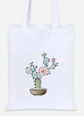 Еко-сумка шоппер Кактус (Cactus) (92102-1773) біла MobiPrint Lite (256922908)