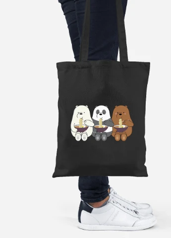 Эко сумка шопер Вся правда о медведях (We Bare Bears) (92102-2897-BK) черная MobiPrint Lite (256922919)