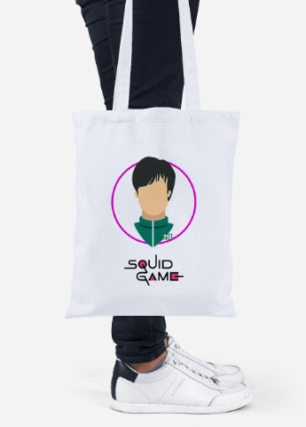 Эко сумка шопер Парк Хае-су эс чо Санг-ву Игра в кальмара (Squid Game) (92102-3353) белая MobiPrint Lite (256923728)
