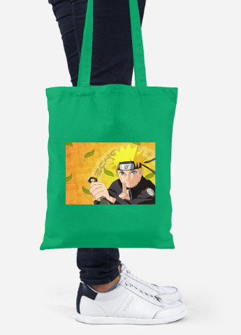 Эко сумка шопер Наруто Узумаки (Naruto Uzumaki) (92102-3092-KG) зеленая MobiPrint Lite (256921990)