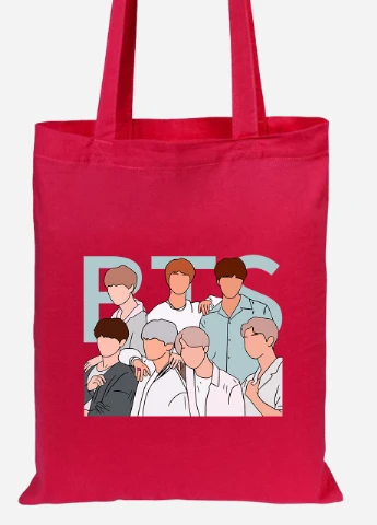 Еко-сумка шоппер БТС (BTS) (92102-3272-RD) червона MobiPrint Lite (256922789)