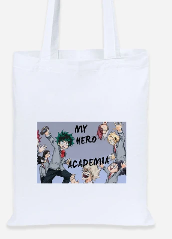 Еко-сумка шоппер Моя геройська академія (My Hero Academia) (92102-3062) біла MobiPrint Lite (256921205)