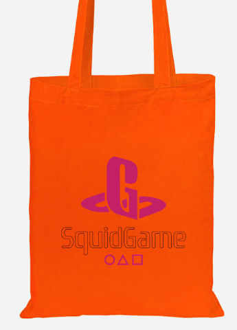 Эко сумка шопер Игра в кальмара (PlayStation Squid Game) (92102-3370-OG) оранжевая MobiPrint Lite (256923150)