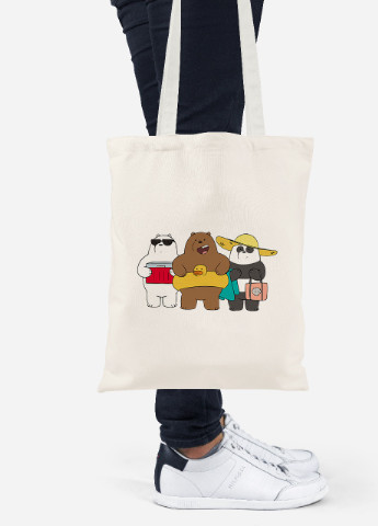 Еко-сумка шоппер Вся правда про ведмедів (We Bare Bears) (92102-2893-BG) бежева MobiPrint Lite (256924928)