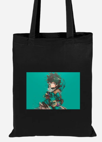 Еко-сумка шоппер Мідорія, Моя геройська академія (Midoriya Izuku, My Hero Academia) (92102-3072-BK) чорна MobiPrint Lite (256924534)
