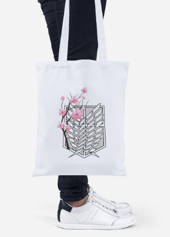 Еко-сумка шоппер Атака на титанів (Attack on Titan) (92102-3042) біла MobiPrint Lite (256923206)