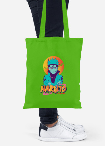 Эко сумка шопер Наруто Узумаки (Naruto Uzumaki) (92102-2631-LM) салатовая MobiPrint Lite (256922504)