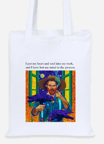 Эко сумка шопер Винсент Ван Гог Ворон (Vincent van Gogh) (92102-2961) белая MobiPrint Lite (256922926)
