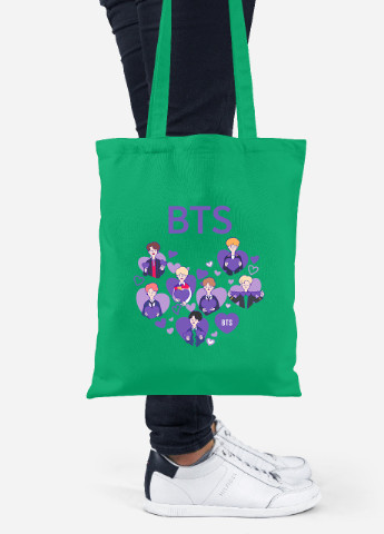 Еко-сумка шоппер БТС (BTS) (92102-3273-KG) зелена MobiPrint Lite (256924475)