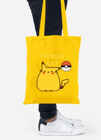 Эко сумка шопер Кот Пушин (Pusheen Cat) (92102-3348-SY) желтая MobiPrint Lite (256923425)