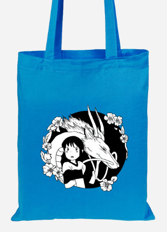 Эко сумка шопер Тихиро Огино Сэн и Хаку Унесённые призраками (Spirited Away) (92102-2647-BL) синяя MobiPrint lite (256920212)