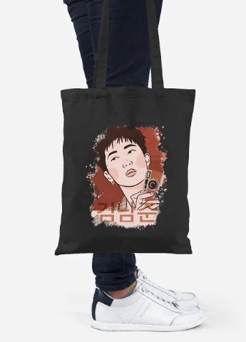 Эко сумка шопер Ким Намджун БТС (Kim Nam Joon BTS) (92102-3261-BK) черная MobiPrint Lite (256922621)