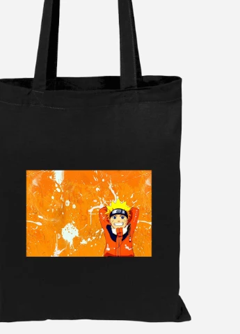 Еко-сумка шоппер Наруто Узумакі (Naruto Uzumaki) (92102-3114-BK) чорна MobiPrint Lite (256921231)