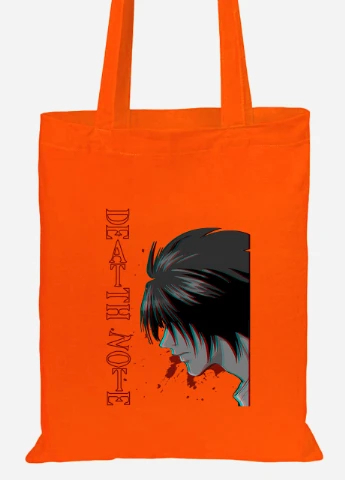 Еко-сумка шоппер Ел Лоулайт Зошит смерті (L Death Note) (92102-2824-OG) помаранчева MobiPrint Lite (256923767)