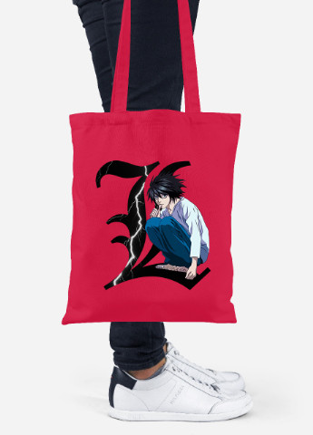 Еко-сумка шоппер Ел Лоулайт Зошит смерті (L Death Note) (92102-2826-RD) червона MobiPrint Lite (256922856)