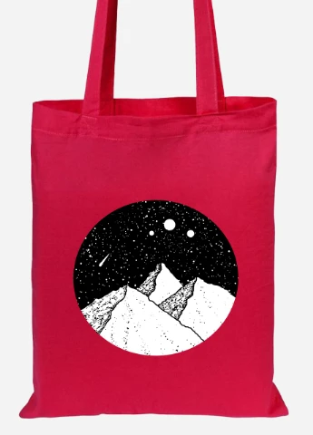 Эко сумка шопер Звездные горы (Starry mountains) (92102-2846-RD) красная MobiPrint Lite (256922861)
