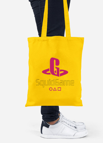 Еко-сумка шоппер Гра в кальмара (PlayStation Squid Game) (92102-3370-SY) жовта MobiPrint Lite (256921559)