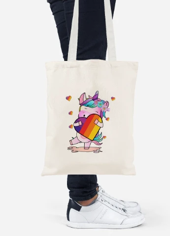 Еко-сумка шоппер Лайки (Likee) Unicorn (92102-1469-BG) бежева MobiPrint Lite (256924099)