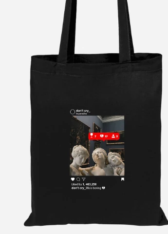 Эко сумка шопер Скульптуры в Instagram (92102-1589-BK) черная MobiPrint Lite (256924874)