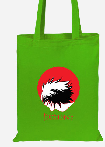 Еко-сумка шоппер Ел Лоулайт Зошит смерті (Death Note) (92102-2653-LM) салатова MobiPrint Lite (256924395)