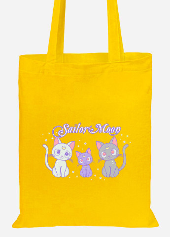 Еко-сумка шоппер Місяць Кішки Сейлор Мун (anime Sailor Moon Cats) (92102-2920-SY) жовта MobiPrint Lite (256921334)