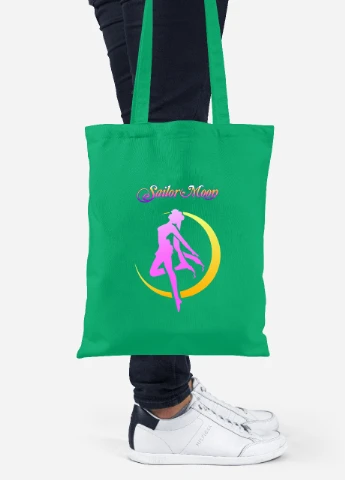 Еко-сумка шоппер Сейлор Мун (Sailor Moon) (92102-2658-KG) зелена MobiPrint Lite (256921646)