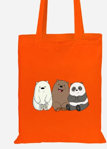 Еко-сумка шоппер Три ведмеді (We Bare bears) (92102-1774-OG) помаранчева MobiPrint Lite (256922098)