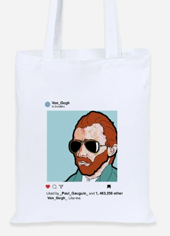 Эко сумка шопер Инстаграм Винсент Ван Гог (Instagram Vincent van Gogh) (92102-2953) белая MobiPrint Lite (256921777)