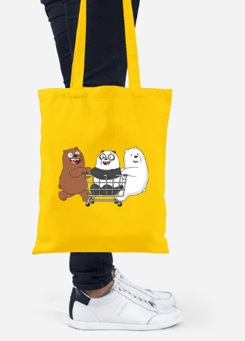 Эко сумка шопер Вся правда о медведях (We Bare Bears) (92102-2891-SY) желтая MobiPrint Lite (256924241)