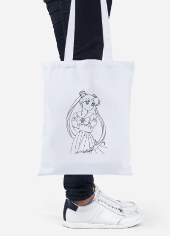 Эко сумка шопер Сейлор Мун (Sailor Moon) (92102-1768) белая MobiPrint Lite (256922999)