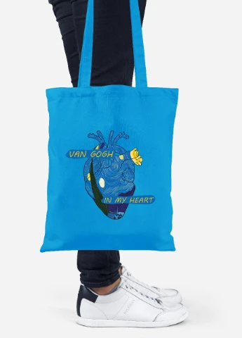 Эко сумка шопер Сердце Винсент Ван Гог (Vincent van Gogh) (92102-2950-BL) синяя MobiPrint Lite (256924907)