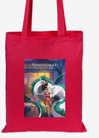 Эко сумка шопер Тихиро Огино Сэн и Хаку Унесённые призраками (Spirited Away) (92102-2829-RD) красная MobiPrint Lite (256921894)