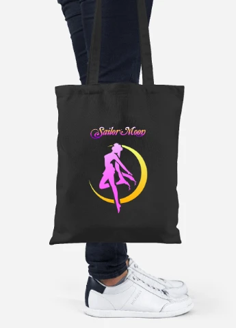 Еко-сумка шоппер Сейлор Мун (Sailor Moon) (92102-2658-BK) чорна MobiPrint Lite (256920765)