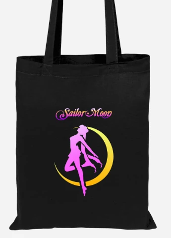 Еко-сумка шоппер Сейлор Мун (Sailor Moon) (92102-2658-BK) чорна MobiPrint Lite (256920765)