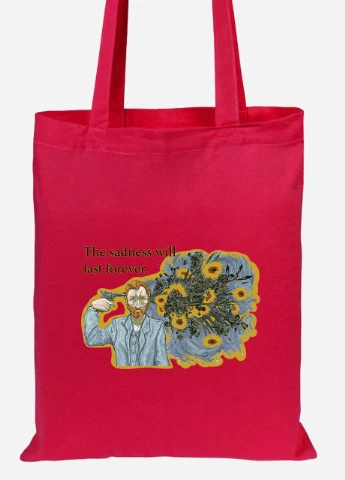 Эко сумка шопер Винсент Ван Гог (Vincent van Gogh) (92102-2955-RD) красная MobiPrint Lite (256924792)