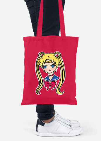 Эко сумка шопер Сейлор Мун (Sailor Moon) (92102-2926-RD) красная MobiPrint lite (256920203)