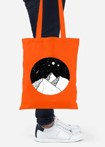 Еко-сумка шоппер Зіркові гори (Starry mountains) (92102-2846-OG) помаранчева MobiPrint Lite (256922815)