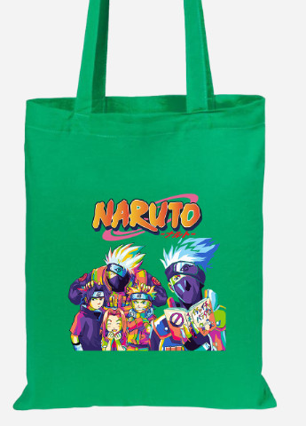 Еко-сумка шоппер Наруто (Naruto) (92102-3336-KG) зелена MobiPrint Lite (256921802)
