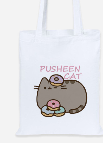 Еко-сумка шоппер Кіт Пушин (Pusheen Cat) (92102-3346) біла MobiPrint Lite (256923100)