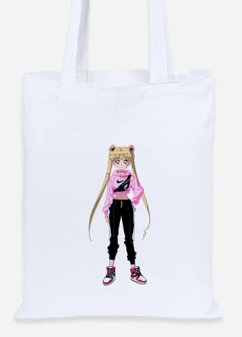 Еко-сумка шоппер Сейлор Мун (Sailor Moon) (92102-2927) біла MobiPrint Lite (256921287)