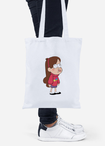 Еко-сумка шоппер Мейбл Пайнс Гравіті Фолз (Mabel Pines Gravity Falls) (92102-2625) біла MobiPrint Lite (256924193)