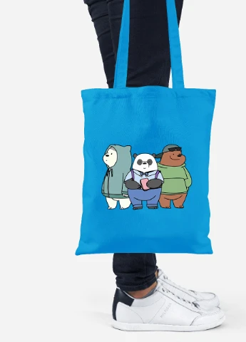 Эко сумка шопер Вся правда о медведях (We Bare Bears) (92102-2898-BL) синяя MobiPrint Lite (256920285)