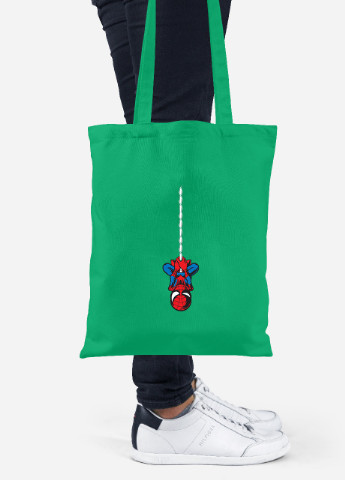 Еко-сумка шоппер Людина павук Марвел (Spiderman Marvel) (92102-1494-KG) зелена MobiPrint Lite (256923320)