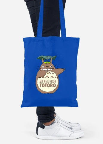 Еко-сумка шоппер Мій сусід Тоторо (My Neighbor Totoro) (92102-2656-SK) голуба MobiPrint Lite (256923666)