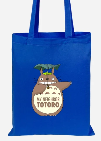 Еко-сумка шоппер Мій сусід Тоторо (My Neighbor Totoro) (92102-2656-SK) голуба MobiPrint Lite (256923666)