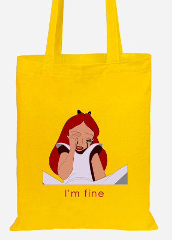 Еко-сумка шоппер Аліса все гаразд (92102-1440-SY) жовта MobiPrint Lite (256922268)