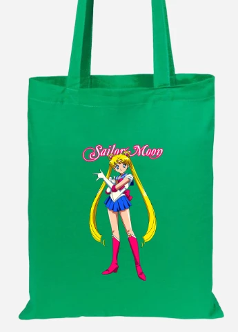 Еко-сумка шоппер Сейлор Мун (Sailor Moon) (92102-2916-KG) зелена MobiPrint Lite (256921113)