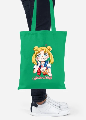 Эко сумка шопер Сейлор Мун (Sailor Moon) (92102-2917-KG) зеленая MobiPrint Lite (256923535)